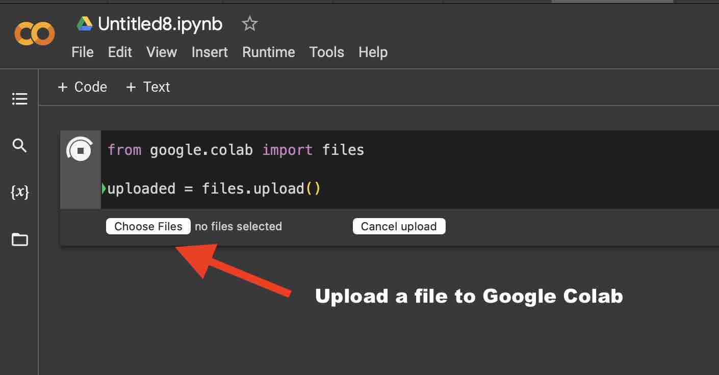 Upload a file to Google Colab